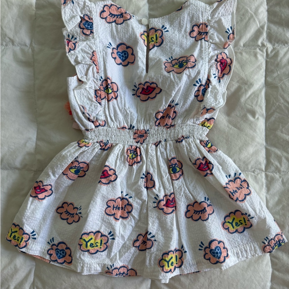 Baby Girls Printed Dress with‎ Smocked Waistband - Picture 5 of 8
